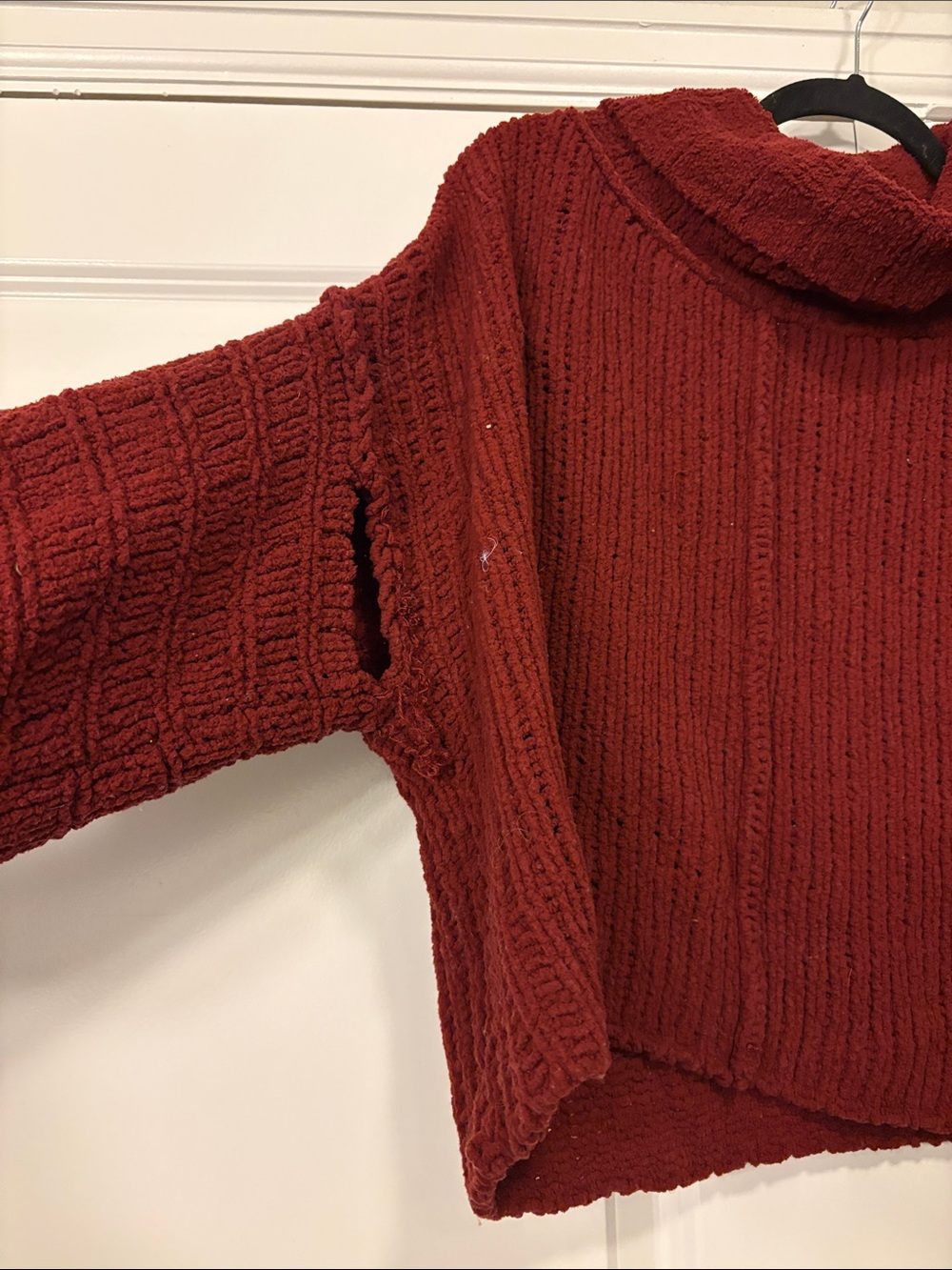 Free People Chunky Cowl Neck Sweater - Burgundy - Picture 2 of 5